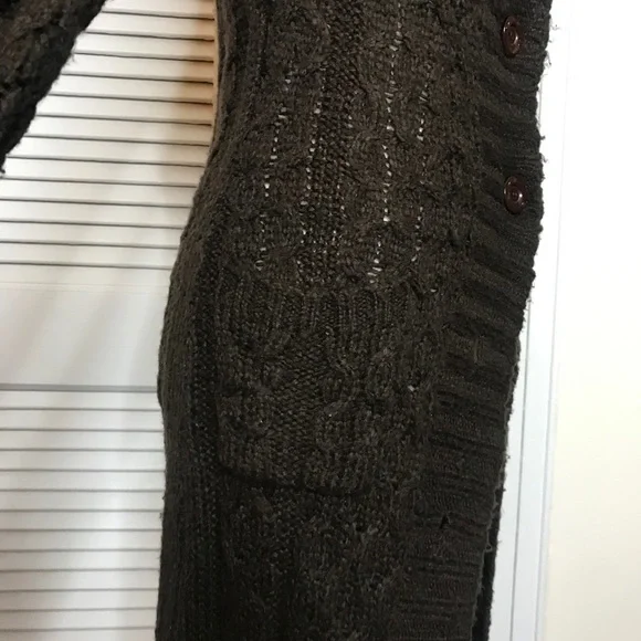 Vintage Brown Cable-Knit Duster Sweater - Small - Picture 4 of 4